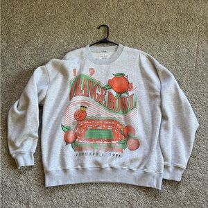 Abercrombie & Fitch Gray Orange Bowl Crewneck Sweatshirt